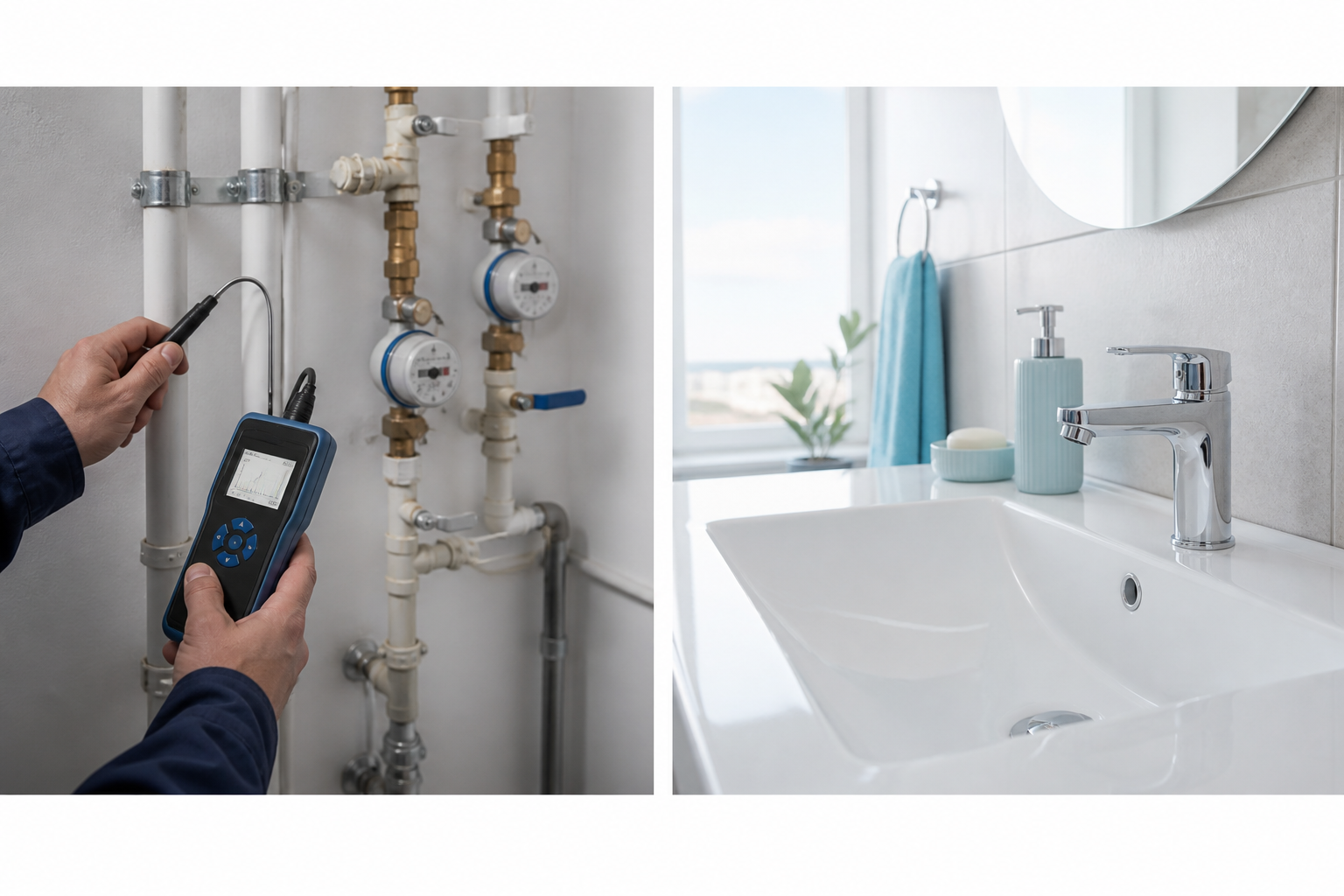 Cihazla su kaçağı kontrolü ve temiz banyo tesisatı
